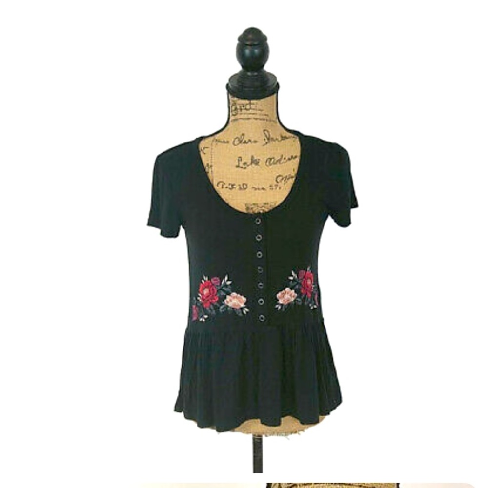 AE Embroidered Peplum Top